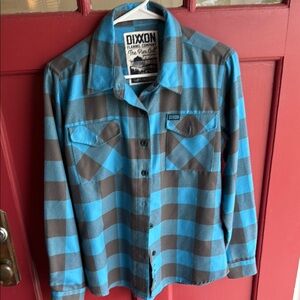 DIXXON Turquoise and Brown Plaid Shirt